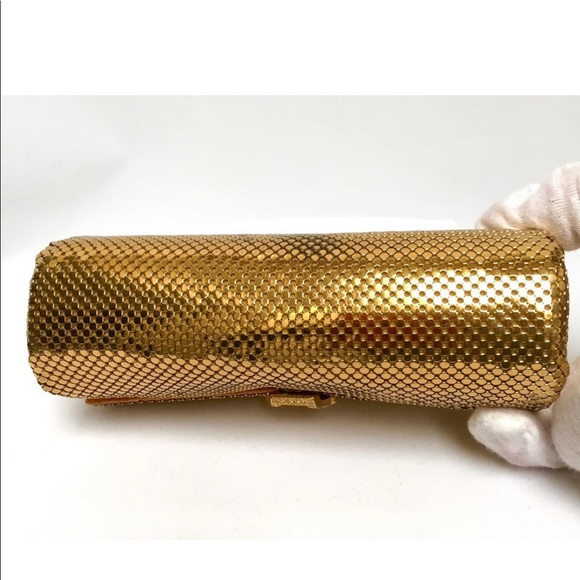 Gold mesh clutch with Crystal snap closure - Picture 5 of 7
